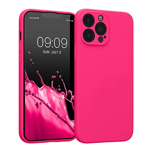 kwmobile Slim Case kompatibel mit Apple iPhone 13 Pro Max Hülle - Handyhülle aus Silikon in Neon Pink