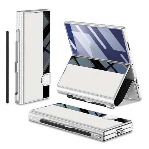 Für Samsung Galaxy Z Fold7 5G GKK Integrierte Flip Hülle mit Stifthalter Silber