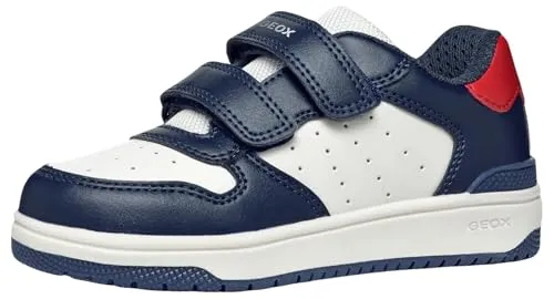 Geox J WASHIBA Boy A Sneaker, blau, 33 EU - Sneaker im lässigen Look, ideal für Schule und Freizeit. Bequemer, atmungsaktiver Schuh mit praktischem Doppelklettverschluss und Obermaterial in Lederoptik.