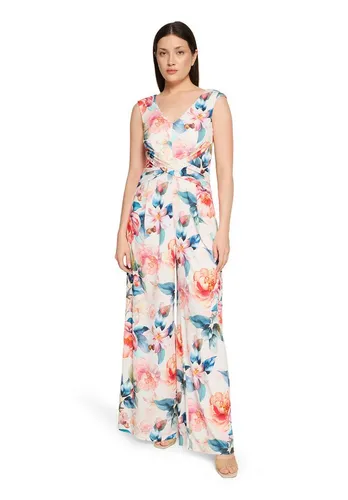 VERA MONT Damen Overall mit Raffung in Rosé-Rot, Gr. 44 - Eleganter taillierter Jumpsuit mit floralem Muster. Der Reißverschluss sorgt für optimalen Sitz und das moderne Design ist ideal für festliche Anlässe.