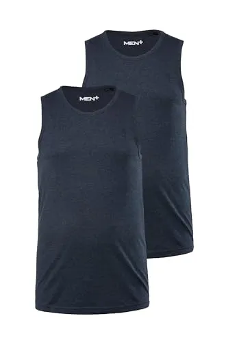 Men Plus Herren Übergrößen Tanktop 2er-Pack Navy blau 6XL - Hochwertiges Basic-Tanktop im Doppelpack bis Größe 8XL. Ideal für den täglichen Einsatz und optimaler Tragekomfort dank speziellem Schnitt und Rundhalsausschnitt.