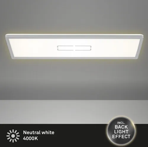 BRILONER Leuchten - LED Deckenleuchte mit Hintergrundbeleuchtungseffekt - Moderne LED Deckenlampe in Weiß-Silber, extrem flach (29mm), energiesparend mit 22 Watt und 2700 Lumen für optimale Ausleuchtung und angenehme Atmosphäre.