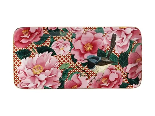 Maxwell & Williams HV0173 Platte eckig 25 x 12 cm - TC Silk Road, Porzellan glatt, in Geschenkbox - Blumen-Motiv - Rot