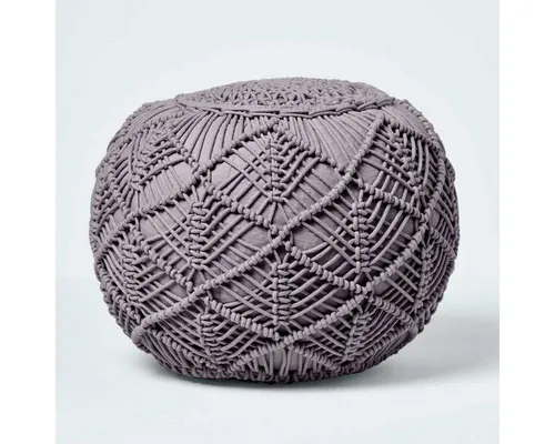 Homescapes Pouf Gehäkelter Pouf, grau, 35 x 40 cm