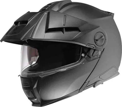 Schuberth E2 Adventure Helm Matt Black XL - Motorradhelm mit P/J Doppelhomologation und ECE-R 22.06 Norm, bietet optimalen Komfort und Sicherheit für Abenteuerfahrer, dank anpassbarer Innenpolsterung und verbesserter Belüftung.