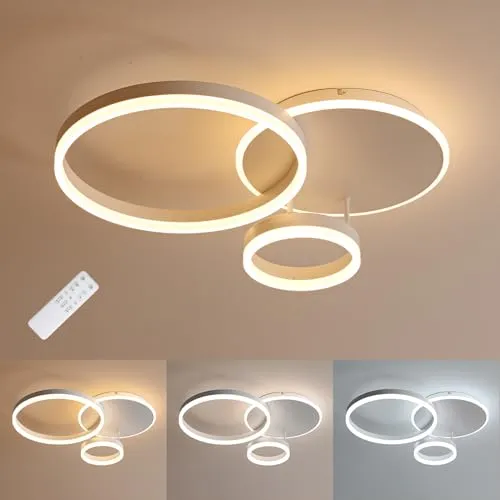 MOUNM LED Deckenleuchte Dimmbar 3000K - 6000K, Lampe Wohnzimmer 54W 5400lm, Schlafzimmerlampe für Schlafzimmer, Küchen,Flure,Balkone,Haustüren,Kinderzimmer, 65 * 50 * 8cm Moderne LED Deckenleuchte