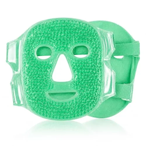 HAF Gesichtsmaske 2in1 Grün | Kühlmaske Gesicht | Gegen geschwollene und müde Augen | Eismaske gegen trockende Haut, Kopfschmerzen, Sonnenbrand und Migräne | Sowohl Heiß als auch Kalt anwendbar