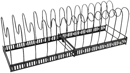 Rosenstein & Söhne Pfannenhalter Küche: Erweiterbarer Pfannen- und Topfdeckelhalter, 14 verstellbare Teiler (Deckelhalter, Pfannenorganizer)