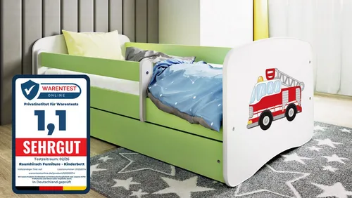 Raumhirsch Kinderbett Löschzug, Grün, 80x180 cm in grün von Raumhirsch Furniture