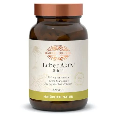 Leber Aktiv 5-in-1 Kapseln - Nahrungsergänzungsmittel für optimale Leberfunktion mit Cholin und einem 5-in-1 Bitterstoffkomplex für bessere Bioverfügbarkeit und Unterstützung des Fettstoffwechsels.