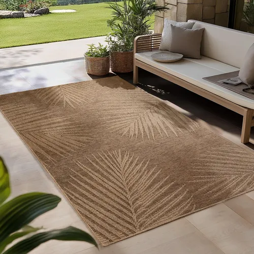 Carpetsale24 Outdoor Teppich Wetterfest 120 x 170 cm Brown - Robuster Teppich in Natürlicher Jute-Optik, perfekt für In- & Outdoor. UV-beständig und hypoallergen, ideal für Balkon, Garten oder Küche.