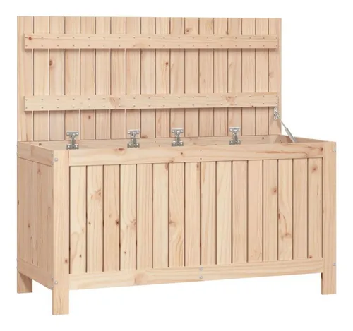furnicato Gartenbox Gartentruhe aus Kiefernholz, 115x49x60 cm - Boxen für Gartengeräte und mehr, aus massivem Kiefernholz mit rustikaler Optik und praktischer Gasdruckfeder für einfachen Zugang.