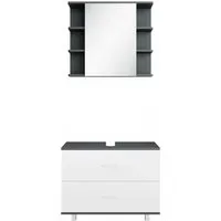 Vicco Badmöbel-Set Ilias, Anthrazit/Weiß, 2 Teile - Badmöbel-Set mit modernem Design, ideal für Ihr Badezimmer; inklusive 80 cm Unterschrank aus stabiler Spanplatte, selbstmontierbar und platzsparend.
