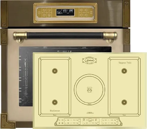 Kaiser Küchengeräte Backofen-Set Herd Set Autark Retro Einbau Backofen 80L, 60 cm + Induktionskochfeld 77cm EH 6726 ElfAD+KCT 7797 FIElfEm., mit 1-fach-Teleskopauszug