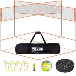 VEVOR Höhenverstellbares Volleyballnetz Set 4,3x2,2m - Volleyballnetz für Training, höhenverstellbar und aus robustem Polyethylen, ideal für Sportbegeisterte.