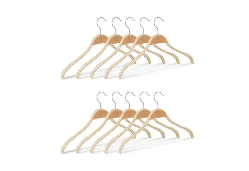 relaxdays Kleiderbügel Holz 10er Set, natur