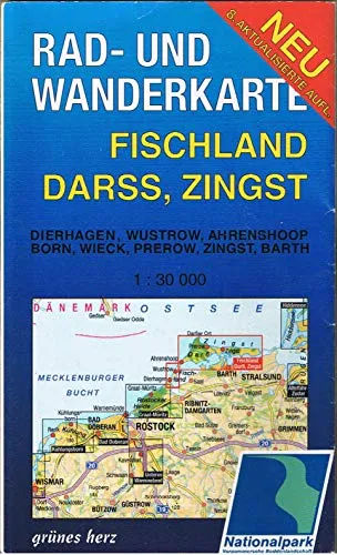 Rad- und Wanderkarte Fischland, Darß, Zingst: Mit Dierhagen, Wustrow, Ahrenshoop, Born, Wieck, Prerow, Zingst, Barth. Maßstab 1:30.000.