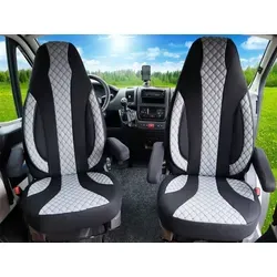 Sitzbezüge für Fiat Ducato, Citroen Jumper, Peugeot Boxer - Schwarz/Grau WPL401 - Hochwertige abwaschbare Sitzbezüge, perfekt für den vorderen Bereich. Schützen Sie Ihre Sitze mit Stil und Funktionalität. Ideal für unterwegs!