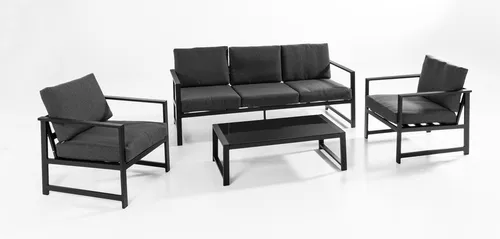 14-tlg. Alu-Lounge Ecklounge SANTIAGO – Elegantes Loungeset in Anthrazit