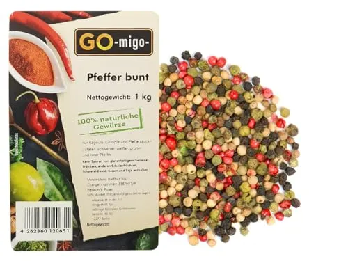 1Kg Bunter Pfeffer 1000g Pfefferkörner bunt ganz Premium Qualität