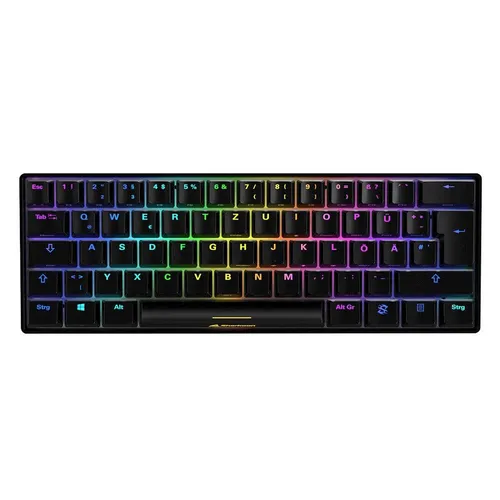 Sharkoon Skiller SGK50 S4 bk Kailh Red - Kompakte 60% USB Gaming-Tastatur mit Hot-Swap-Funktion und individuell anpassbarer RGB-Beleuchtung