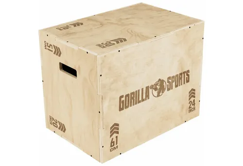 GORILLA SPORTS Plyo-Box 24 Zoll, 61 x 51 x 76 cm, bis 200kg Belastbar, Holz, Jump Box (1-St), Plyometric Plattform