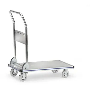 fetra Alu-Plattformwagen 3120 - 150kg Tragkraft mit Vollgummi-Reifen - Plattformwagen mit klappbarem Rohrschiebebügel, rutschhemmender Ladefläche und stabilen Kanten. Ideal für den sicheren Transport schwerer Lasten.