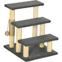 PawHut Kratzbaum aus Spanplatte und Kiefernholz - Kratzbaum für Katzen, bietet eine sichere Aufstiegshilfe für bewegungseingeschränkte Tiere und ist ideal zum Krallen schärfen sowie für entspannte Nickerchen.