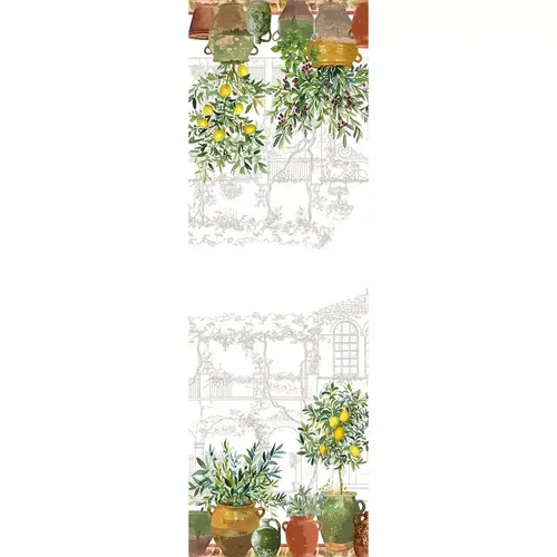 Garnier Thiebaut Tischläufer Jardin Provencal Olive 50x155 cm - Eleganter Tischläufer im Design Jardin Provencal, ideal für festliche Anlässe. Hergestellt aus 50% Baumwolle und 50% Leinen, bietet er eine ansprechende Optik und hochwertige Verarbeitung.