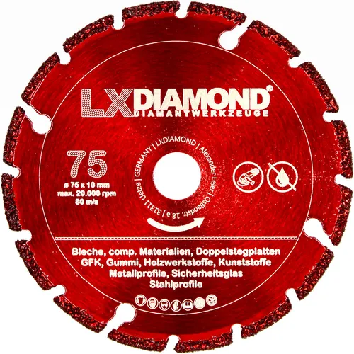 LXDIAMOND Diamant-Trennscheibe 75mm Kunststoff Holz Metall für Bosch GWS 76mm