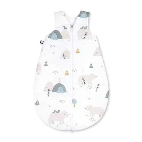 Julius Zöllner Baby Ganzjahresschlafsack aus 100% Baumwolle, Größe 70, 6-12 Monate, Standard 100 by OEKO-TEX, made in Germany, Mountain Bear