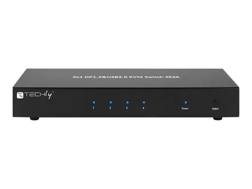 TECHly 4 Port DisplayPort 1.2 KVM Switch - Zubehör für effizientes Multitasking: Steuern Sie bis zu 4 Computer mit einem einzigen Set an Monitor, Tastatur und Maus, inklusive Audiofunktion für ein umfassendes Erlebnis.