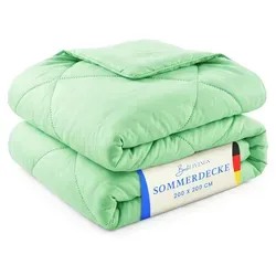 Sommerdecke 200x200 cm Mint, leichtes Steppbett, Mikrofaser, atmungsaktiv, ohne Bettbezug nutzbar, Wärmeklasse 2, auch ideal für Reisen, Camping - Grün