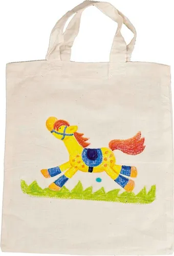 Goki 2041848 PA057 - Baumwollbeutel unbemalt, individuell gestaltbar und perfekte Geschenkidee mit 21 x 23 cm