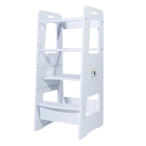 Kiddy dreams Lernturm Lernstuhl Kinderstuhl Küche Learning Tower Kindertritt Montessori-turm, Color:weiss