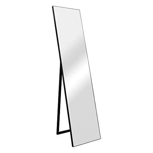 [en.casa] Standspiegel Barletta 150x35 cm - Neigbarer Ganzkörperspiegel in Schwarz - Eleganter Standspiegel für Flur, Schlafzimmer oder Ankleidezimmer. Mit einem stabilen, neigbaren Standfuß für optimalen Blickwinkel und zeitlosem Design.