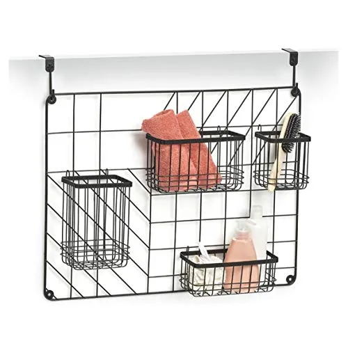 Zeller Present Ablageregal aus Metall - hoch- und quermontierbar - Regal in elegantem Schwarz, ideal für platzsparende Aufbewahrung mit 4 Körben und vielseitiger Montagemöglichkeit. Perfekt für jedes Zuhause!