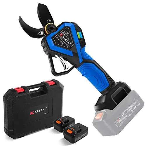 K KLEZHI 42mm Akku Astschere Schnurlose Elektrische Gartenschere mit LED, 2X 2Ah Lithium-Wiederaufladbar Akku, 25.2V Rebschere Baumschere, 6–8 Arbeitsstunden