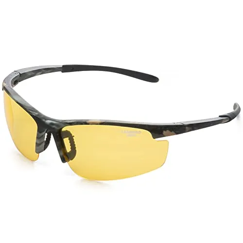 Leandro Lido Power Sport Sonnenbrille für Radsport, Laufsport, Golf, Walking mit Anti-UV400, Einheitsgröße, Unisex, 140mm Gesamtbreite, für Ganzjahresaktivitäten im Camouflage Stil