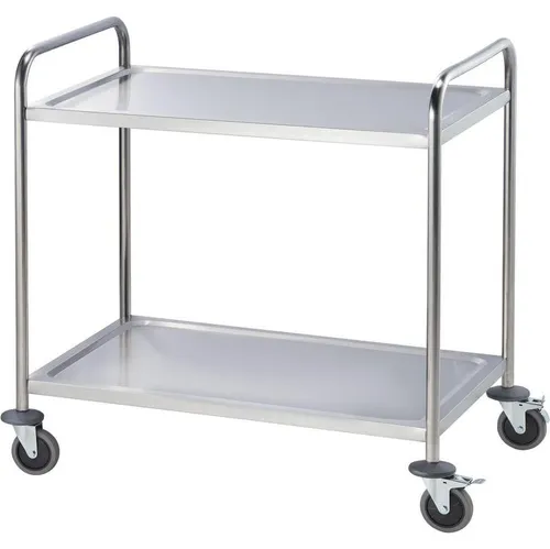Produktbild Servierwagen aus Edelstahl, mit zwei Borden, 860 x 540 x 940 mm (BxTxH)