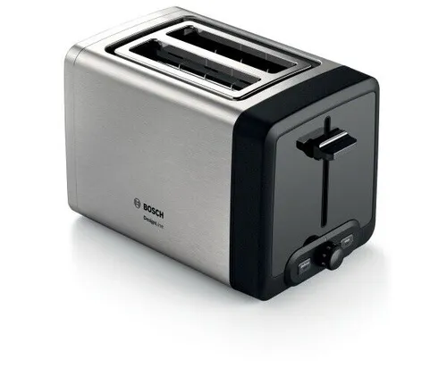 BOSCH Toaster Edelstahl mit Brötchen-Aufsatz - 970 W, 2 Schlitze, optimale Auftaufunktion für perfekten Frühstücksgenuss