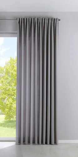 Vorhang Blickdicht »PALERMO« 250x300 cm Grau - Gardinen & Vorhänge, pflegeleichter und blickdichter Vorhang mit 2in1 Aufhängung aus Schlaufen und Kräuselband, ideal für ein modernes Wohnambiente.