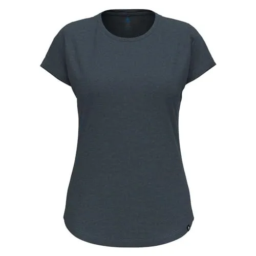 ODLO Wandershirt Damen Essential Natural I Funktionsshirt für Outdoor-Aktivitäten - Atmungsaktives Polo Shirt aus 65% recyceltem Polyester und 35% TENCEL Lyocell. Lockerer Schnitt für optimale Bewegungsfreiheit und schnelles Trocknen, ideal für Wanderungen und Freizeit.