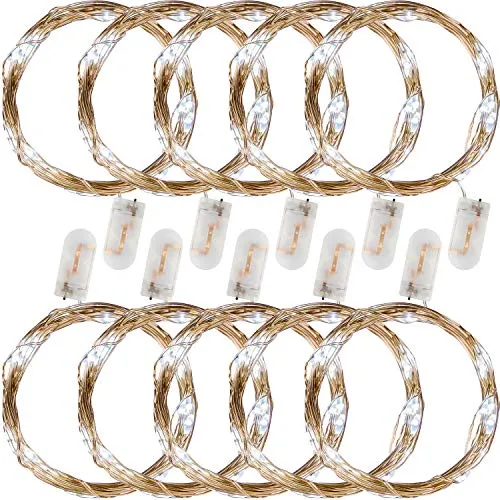 VOLTRONIC LED Lichterdraht, Batteriebetrieben, Farbwahl, 10x 25 LEDs, kaltweiß