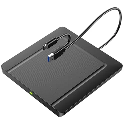 BHHB Externe CD/DVD-Laufwerke, Externes CD/DVD+/-RW-Laufwerk USB 3.0, CD-Brenner, DVD-Leser/-Schreiber, Kompatibel mit Laptop, Desktop, Mac, Windows 11/10/8/7 (Ultraflach)