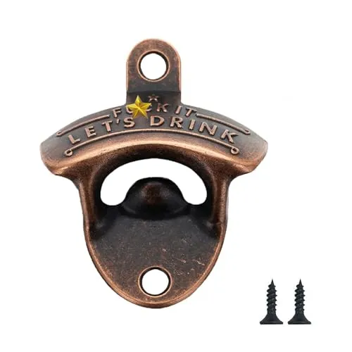 Flaschenöffner zur Wandmontage 1 Pcs Bottle Opener Bieröffner Wand Flaschenöffner Wandmontage Wandflaschenöffner für Bars, Restaurants, Cafés, Küchen (Rotes Kupfer)