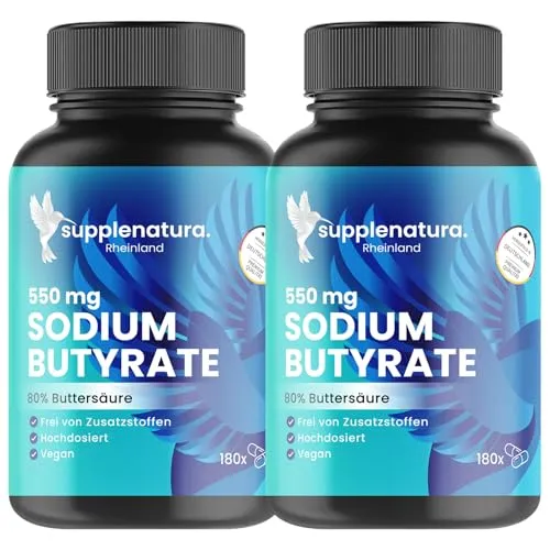 Butyrate Kapseln (SPAR-SET) PREMIUM: 550mg je Kapsel mit 80% Buttersäure | Sodium Butyrate Kapseln - SUPPLENATURA®