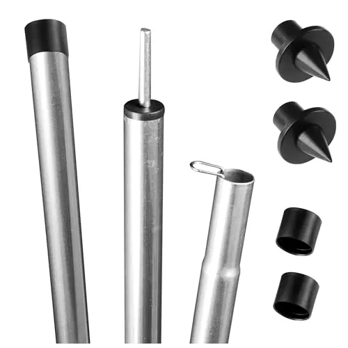 Stahl Zeltstange - mit Spitze - Teleskopstange 140-200 cm - Aufstellstange - Tarpstange - Sonnensegel