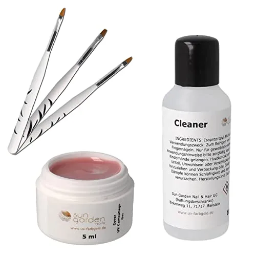 UV Aufbaugel - Camouflage- Gel Cover 5 ml inkl. 100ml Cleaner und 3 tlg. Pinselset