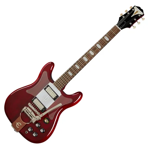 Epiphone Crestwood Custom Cherry - Mahagoni-Gitarre - Gitarren, Original Collection mit 2 x PRO Mini Humbucker für kraftvollen Sound und stilvollem Cherry-Gloss-Finish.